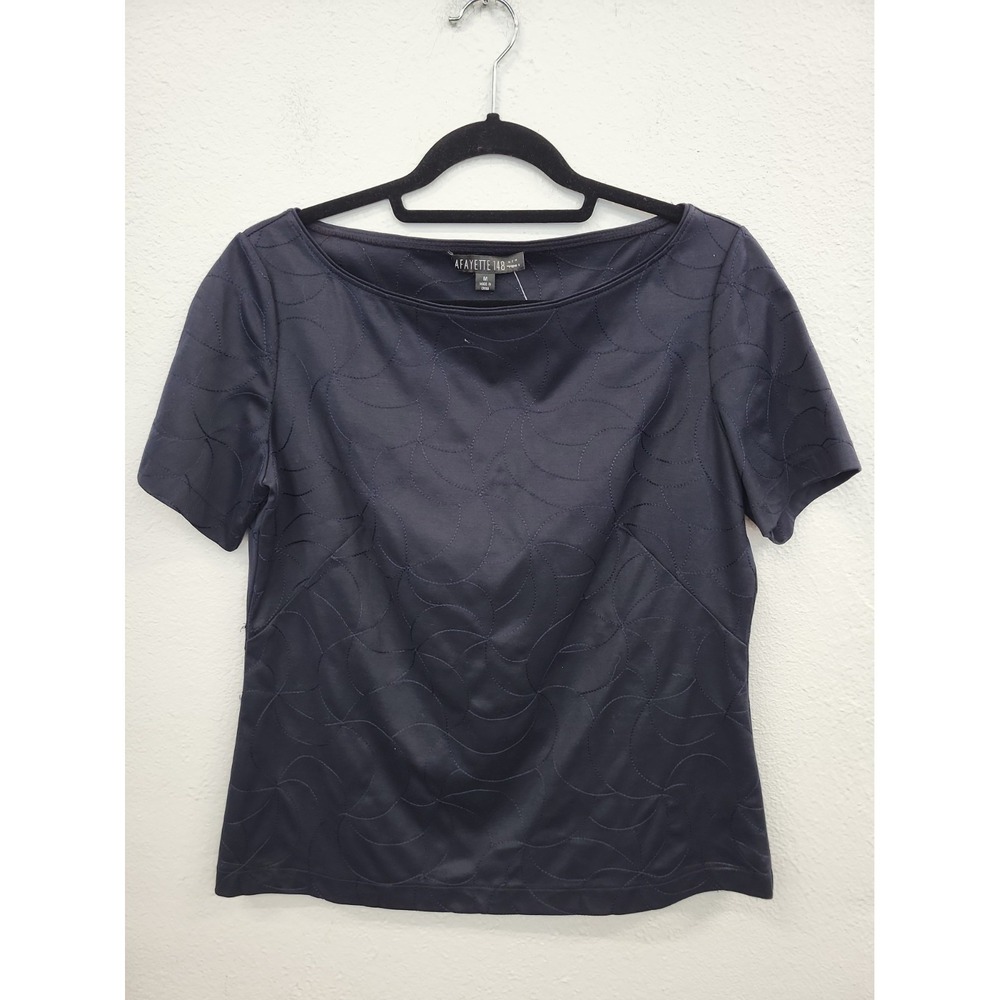 Lafayette 148 Short Sleeved Top, Navy, Size Medium